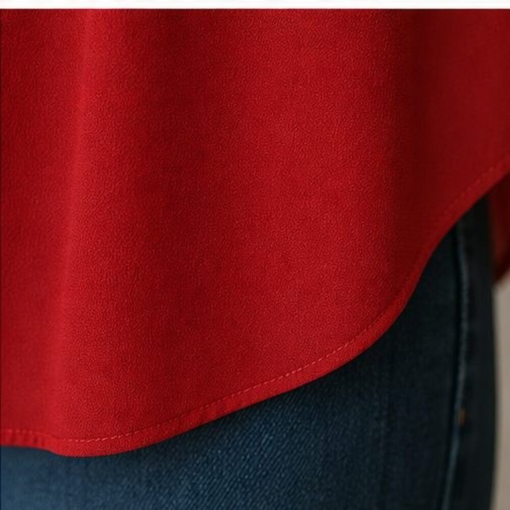 Red Ruffle Collar Blouse - Picture 6 of 6